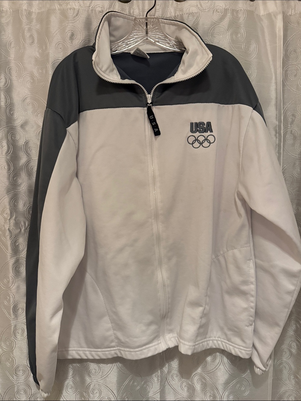USA Olympic Full-Zip Jacket in White and Gray Women’s Size XL 🔥 G9